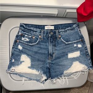 Abercrombie & Fitch Women's Boyfriend Mid Rise Denim Short